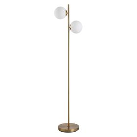Decorative Floor Lamp with 2 Glass Shades Modern Lighting for Living Room Bedroom White