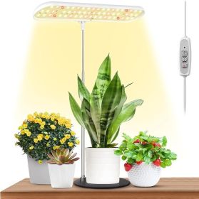 Grow Light, Full Spectrum Desktop Grow Lamp with Base, Bright LED Plant Light with Auto On/Off Timer 4/8/12H, 4 Dimmable Brightness, Height Adjus