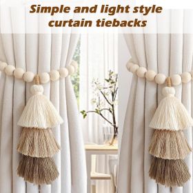 Handmade Magnetic Wooden Bead Curtain Tiebacks 2 PCS | Simple Elegant Magnetic Tassel Curtain Tie Backs | Accessories Wall Decoration | Drapery Tiebac
