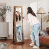360Â° Swivel Jewelry Armoire, Lockable Jewelry Cabinet with Full-Length Mirror, Storage Shelves, Rustic Brown