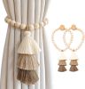 Handmade Magnetic Wooden Bead Curtain Tiebacks 2 PCS | Simple Elegant Magnetic Tassel Curtain Tie Backs | Accessories Wall Decoration | Drapery Tiebac