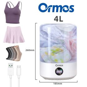 Portable Mini Washing Machine USB Rechargeable Cordless Washer For Underwear, Socks, Baby Clothes, 4L Capacity With Digital Control, Quiet & Effi (Option: 4L)