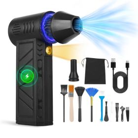1Pc Compressed Air Duster With LED Light Up To 150000RPM Speed For PC Keyboard Cleaning High Speed Rechargeable Cordless Air Blower With 4 Speeds (Option: Black)