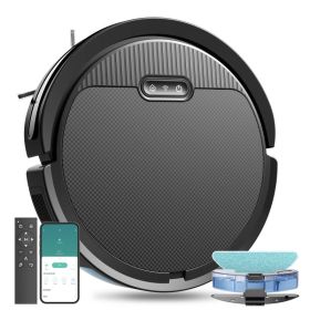 Robot Vacuum And Mop, 3 In 1 Combo Cleaner For Home With Pet Hair And Hard Floor, 5000Pa Suction, 120 Mins Run Time,Self-Charging,Super Thin Body (Option: Black)