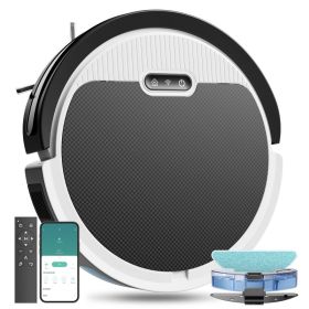 Robot Vacuum And Mop, 3 In 1 Combo Cleaner For Home With Pet Hair And Hard Floor, 5000Pa Suction, 120 Mins Run Time,Self-Charging,Super Thin Body (Option: Black White)