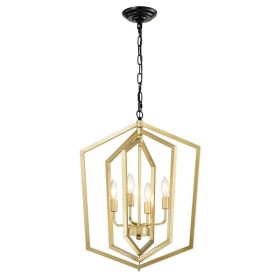 4-Light Farmhouse Kitchen Chandeliers, Vintage Cage Light Fixture Adjustable Height Chandeliers For Dining Room Hallway Foyer Entryway E12 Bulbs (Option: Matte Black)