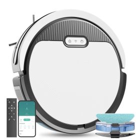 Robot Vacuum And Mop, 3 In 1 Combo Cleaner For Home With Pet Hair And Hard Floor, 5000Pa Suction, 120 Mins Run Time,Self-Charging,Super Thin Body (Option: White Black)